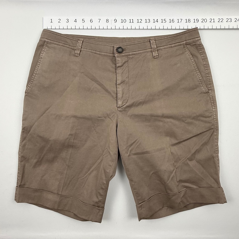 Brunello Cucinelli Mens Tan Brown Cotton Stretch Chino Shorts Size 38, EU 54 - Picture 6 of 9